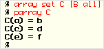  % array set C