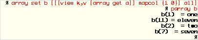  % array set b