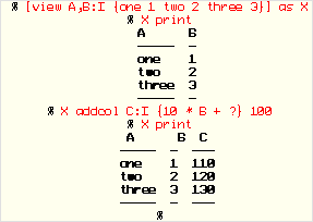 % [view A,B:I {one