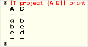  % [T project {A
