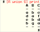  % [R union S]