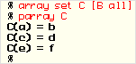  % array set C